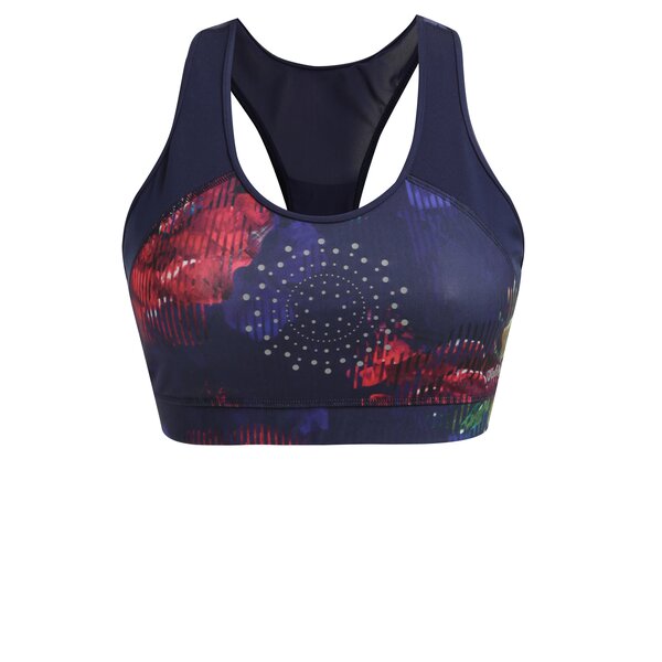 Bustiera sport mov cu print floral si spate decupat Desigual Sport