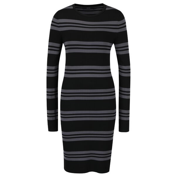 Rochie neagra mulata cu dungi gri VERO MODA Sassy