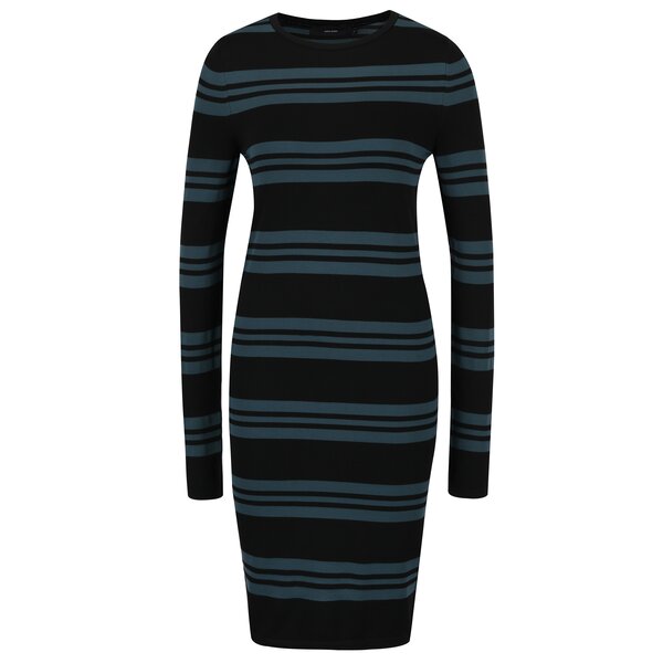 Rochiea neagra cu dungi albastre VERMO MODA Sassy