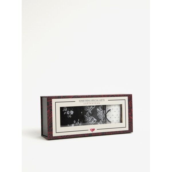 Set de 3 perechi de sosete gri, negru si crem cu model Something Special