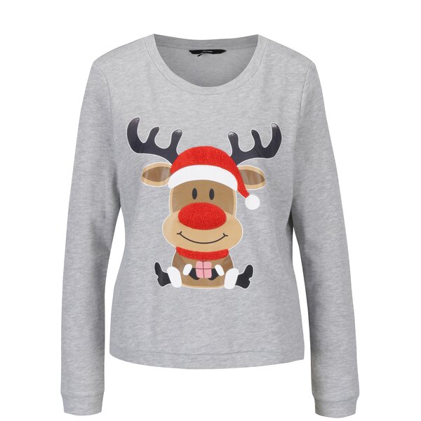 Bluza gri melanj cu aplicatie ren VERO MODA Funny