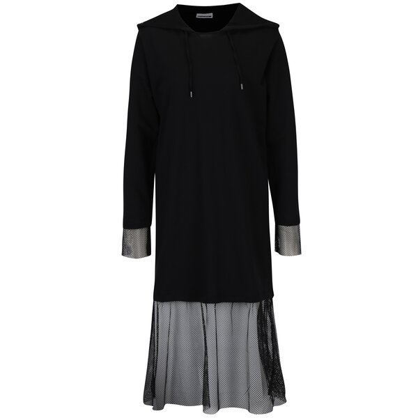 Rochie hanorac neagra cu aplicatie plasa Noisy May Bianca