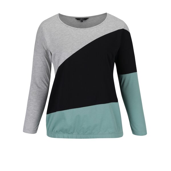 Bluza negru&gri si verde cu talie elastica Ulla Popken
