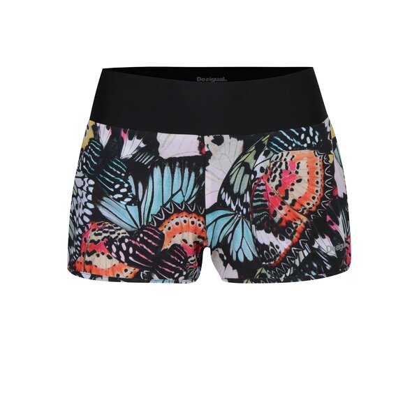 Pantaloni scurti cu print fluturi si talie lata elastica Desigual Sport