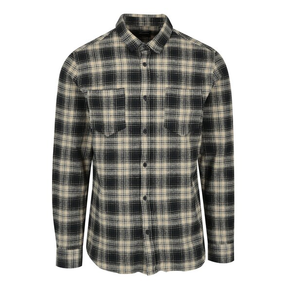 Camasa in carouri verde inchis & bej din flanel cu buzunare - ONLY & SONS Billy