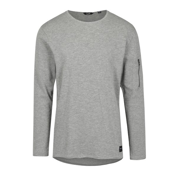 Bluza lejera gri melanj cu buzunar si fermoar aplicat - ONLY & SONS Monty