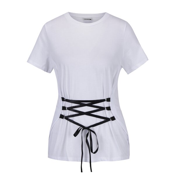 Tricou alb cu snur inserat Noisy May Philippa