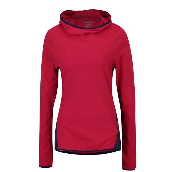 Hanorac sport rosu cu guler inalt si gluga Desigual Sport