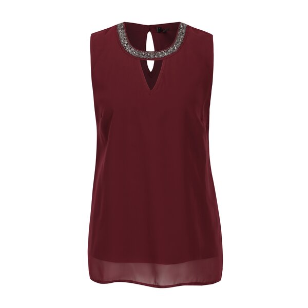 Top bordo din voal cu margele VERO MODA Silver