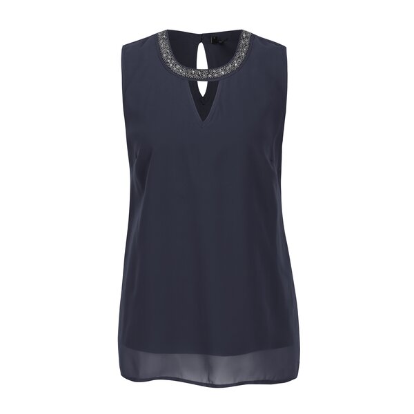 Top albastru inchis din voal cu margele VERO MODA Silver