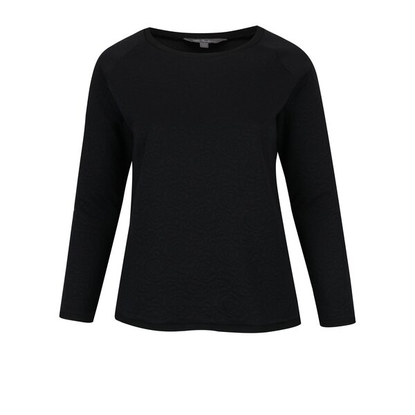 Bluza neagra cu model floral in relief Ulla Popken