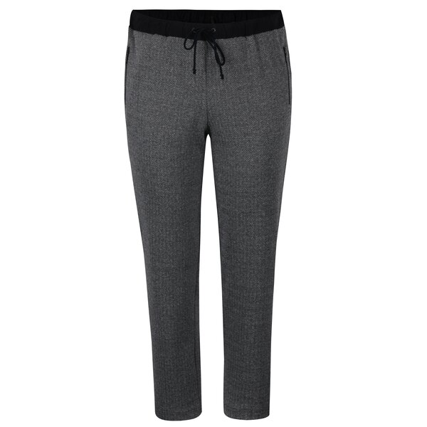 Pantaloni sport gri inchis&negru cu model chevron Ulla Popken