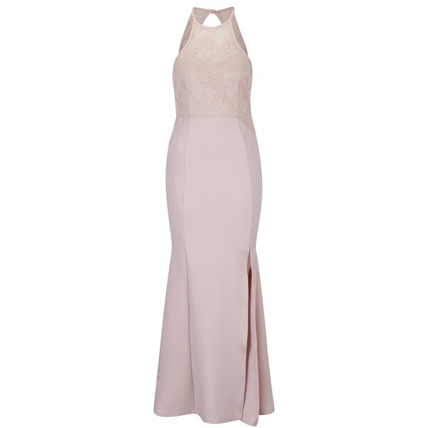 Rochie maxi roz pal din dantela cu model floral AX Paris