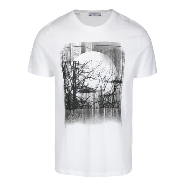 Tricou alb din bumbac cu print - Selected Homme Prince