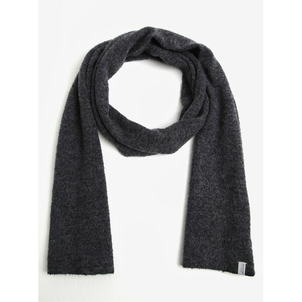 Fular elegant gri melanj cu amestec din lana - Selected Homme Cali