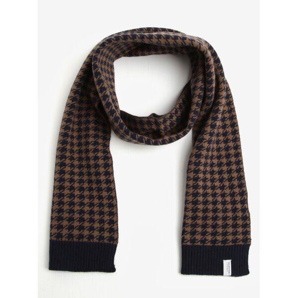 Fular din amestec de lana cu model houndstooth bleumarin & maro - Selected Homme Mason