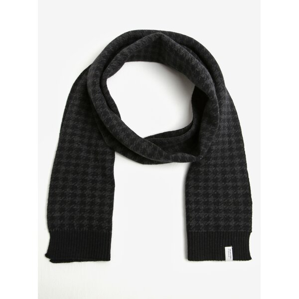 Fular din amestec de lana cu model houndstooth negru & gri inchis - Selected Homme Mason