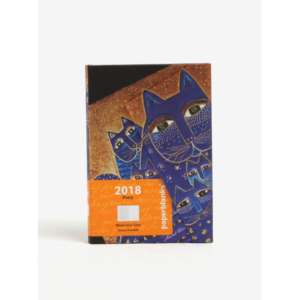 Agenda 2018 albastru&auriu cu inchidere magnetica si print pisici Paperblanks Mediterranean Cats
