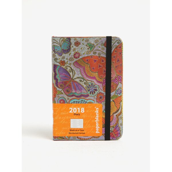 Agenda albastra cu print fluturi pentru 2018 Paperblanks Flutterbyes