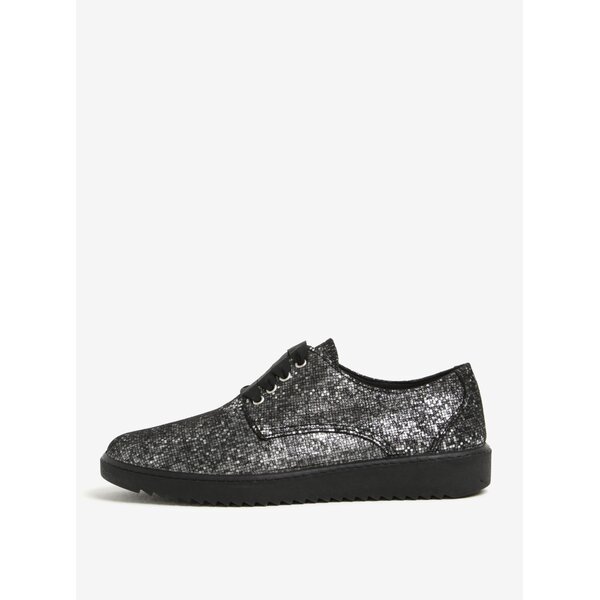 Pantofi gri metalic cu model geometric din piele OJJU
