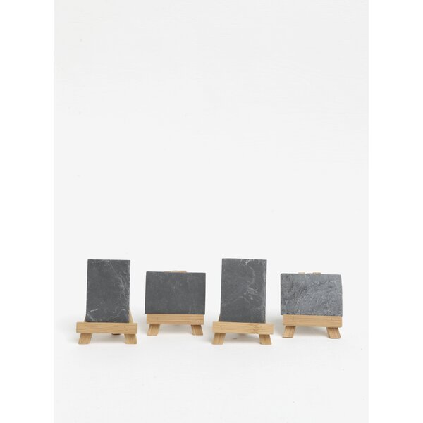 Set de 4 table de desen mini maro&negru din lemn de bambus SIFCON