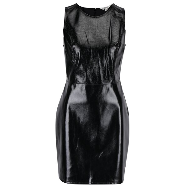 Rochie neagra tubulara lucioasa cu aspect de piele - Miss Selfridge