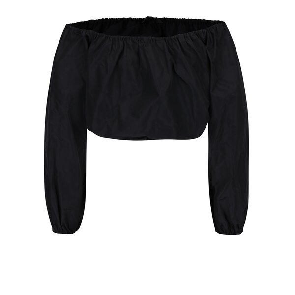 Bluza crop top neagra cu decolteu pe umeri si maneci lungi - Miss Selfridge