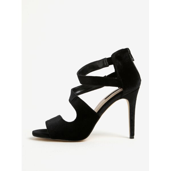Sandale negre din catifea cu toc cui - Miss Selfridge Clara