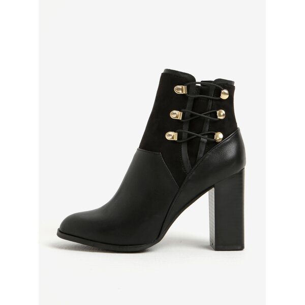 Botine negre cu toc inalt si detalii decorative - Miss Selfridge Drummer