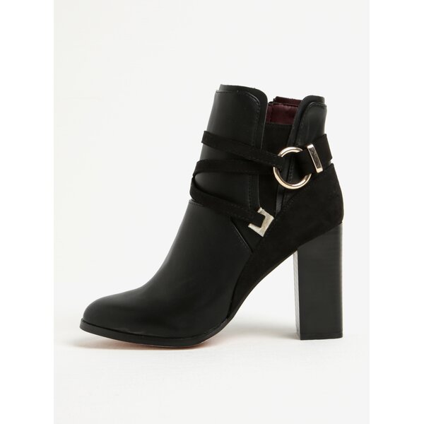 Botine negre cu toc inalt si detalii aurii - Miss Selfridge Dallas