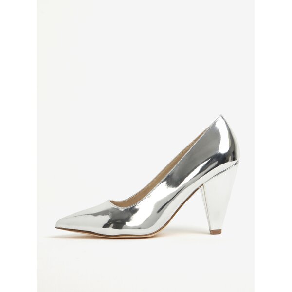 Pantofi argintii cu varf ascutit si toc conic - Miss Selfridge Leslie