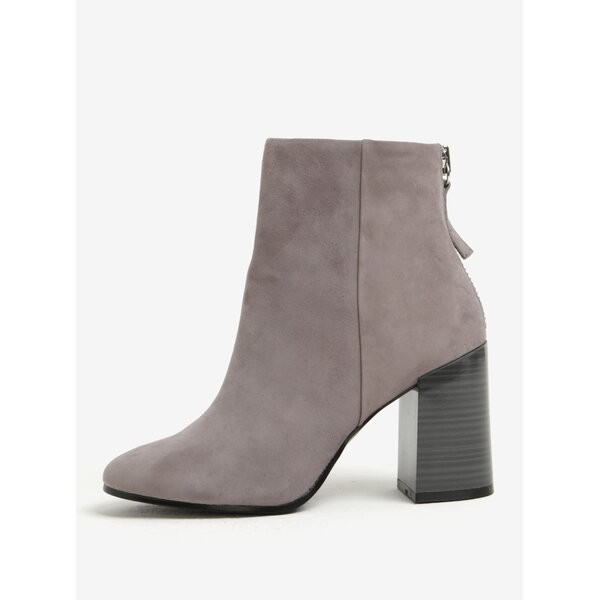 Botine gri din piele intoarsa cu toc - ALDO Jola