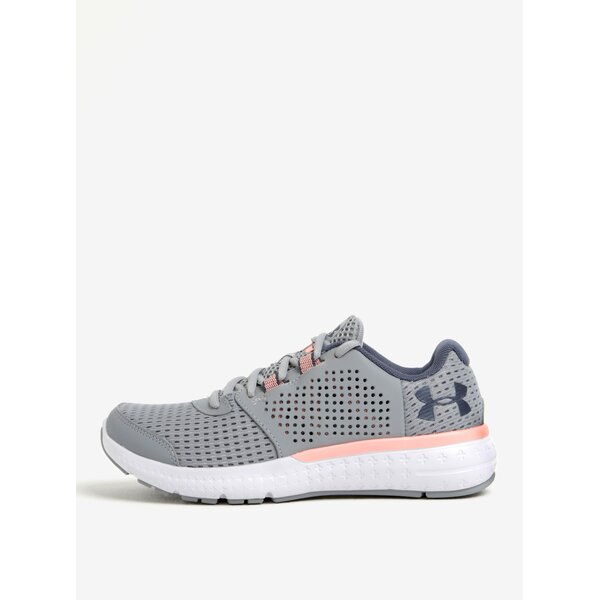 Pantofi sport gri de alergare cu detalii din piele pentru femei - Under Armour Fuel