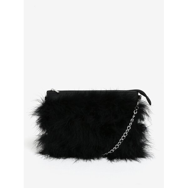 Geanta neagra crossbody decorata cu pene - MISSGUIDED