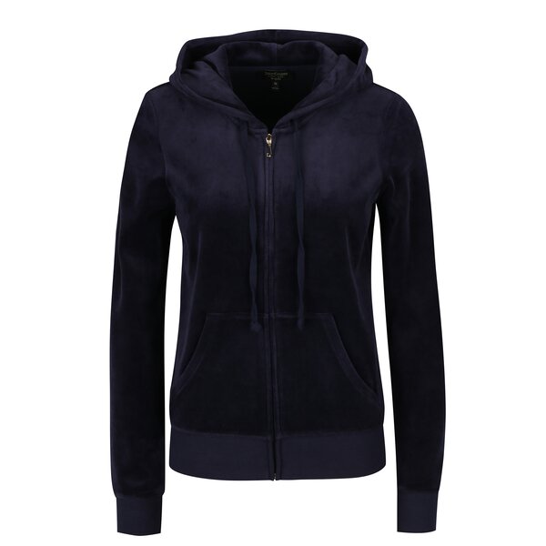 Hanorac bleumarin din catifea cu gluga - Juicy Couture