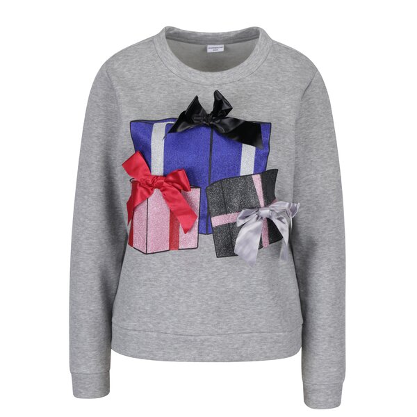 Bluza gri melanj cu funde decorative Jacqueline de Yong Cupid