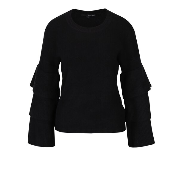 Pulover negru cu volane pe maneci - TALLY WEiJL