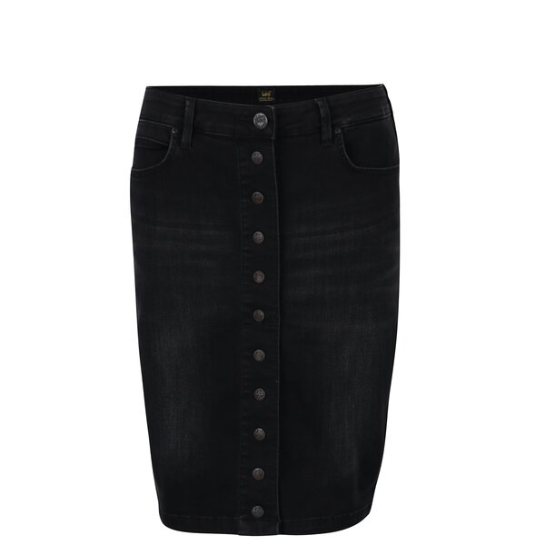 Fusta neagra din denim cu aspect prespalat - Lee