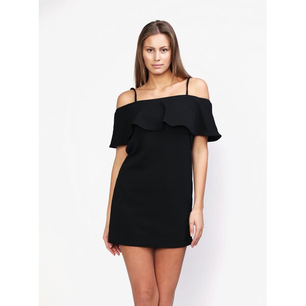 Rochie neagra cu decolteu pe umeri si volan decorativ - MISSGUIDED