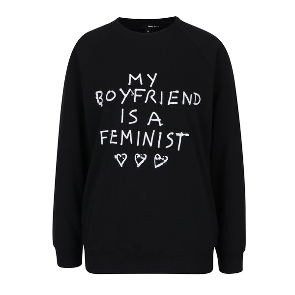 Bluza neagra cu print text - TALLY WEiJL