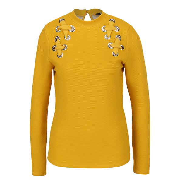 Bluza galben mustar cu sireturi decorative incrucisate - TALLY WEiJL