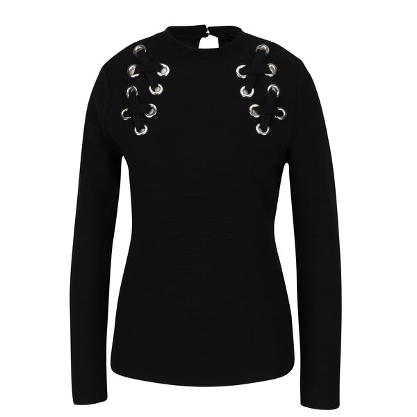 Bluza neagra cu sireturi decorative incrucisate - TALLY WEiJL