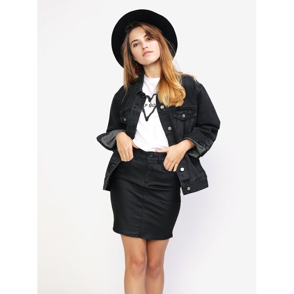Jacheta oversized din denim gri inchis - MISSGUIDED