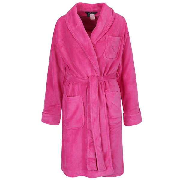 Halat de baie roz cu buzunare si logo brodat - Lauren Ralph Lauren So Soft Robes