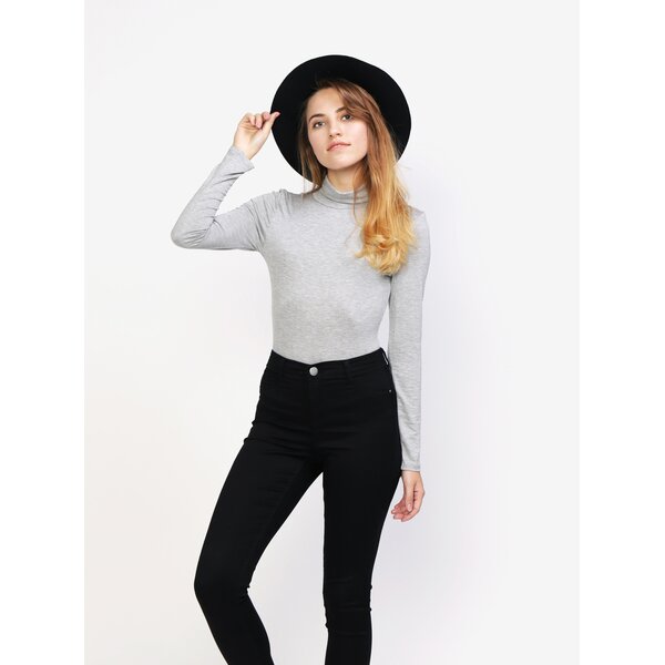 Body gri cu maneci lungi si guler inalt - MISSGUIDED