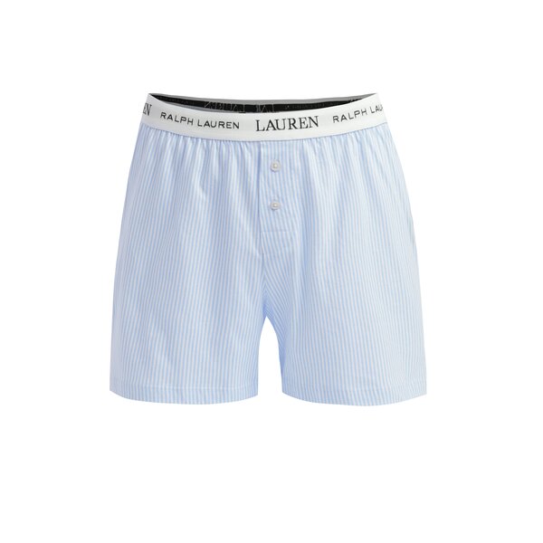 Boxeri clasici din bumbac cu logo si dungi bleu & alb - Lauren Ralph Lauren Soft Jersey