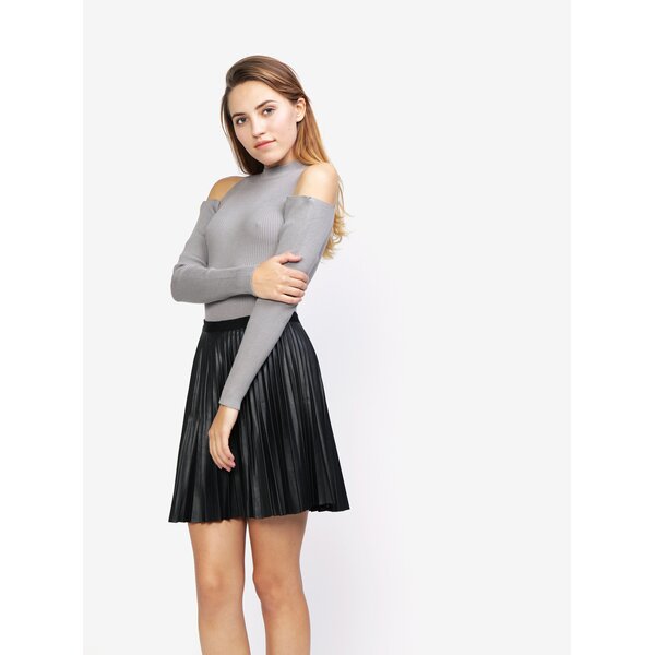 Body gri cu maneci lungi si decupaje pe umeri - MISSGUIDED