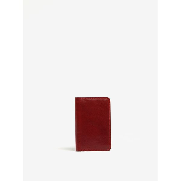 Port card rosu din piele naturala pentru carti de vizita - Elega