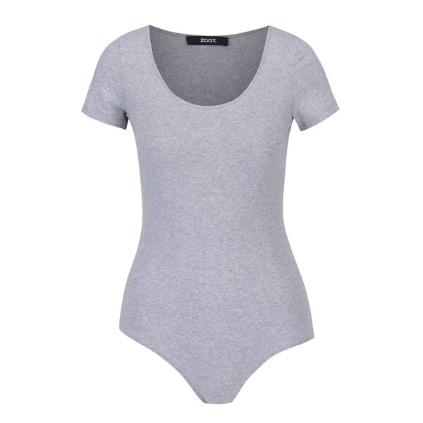 Body gri melanj cu maneca scurta din bumbac - ZOOT