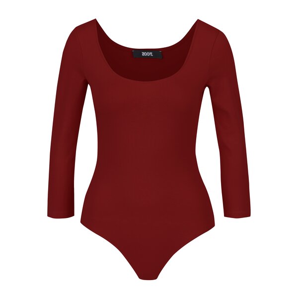 Body bordo cu decolteu dublu si maneci 3/4 - ZOOT